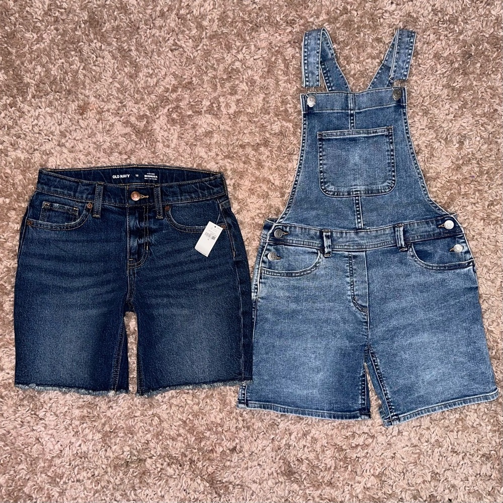 Girls 12 Crewcuts overalls & Old Navy (NWT) shorts